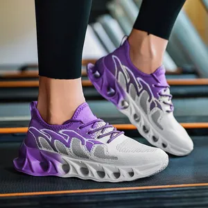 Professional lightweight breathable purple and white gradient running shoes for active men
