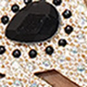 Detailed view of shimmering black gemstone and rhinestones on stylish platform sandals
