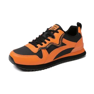 Classic vintage style orange and black women's casual running sneakers for summer season