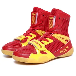 Professional High-Top Boxing Shoes For Men Women Breathable Mesh Wrestling Shoes Non-Slip Weightlifting Training Sneakers Indoor Combat Sports Shoes