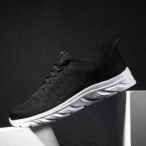 Ανδρικά Ελαφριά Αναπνεύσιμα Fly-knit Casual Sneakers Μινιμαλιστικά Μαύρα Αθλητικά Παπούτσια για Περπάτημα Υπαίθρια Προπόνηση Ανδρικά Παπούτσια Μόδας