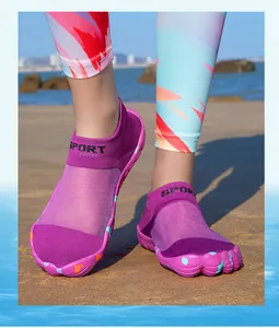 Purple breathable mesh five-toe water shoes for outdoor swimming and beach activities