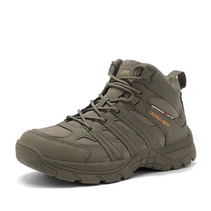 Men Mid Top Hiking Boots Outdoor Trekking Field Training Shoes Non-Slip Microfiber Oxford Cloth Tactical Combat Boots