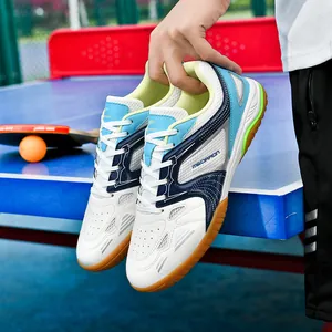 Chaussures de tennis de table professionnelles bleu et blanc pour hommes et ados.