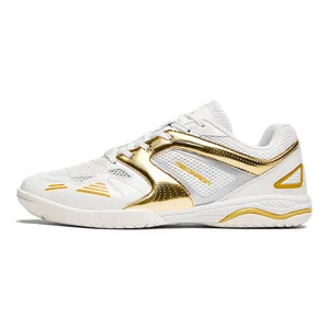 Chaussures d'entraînement de badminton professionnelles blanc et or pour jeunes