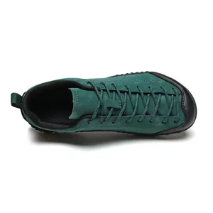 Top view of professional dark green wide-toe barefoot sneakers with black rubber toe cap
