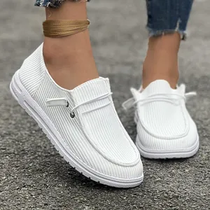 Mocassini Casual da Donna Taglie Forti Scarpe Basse Senza Lacci in Pelle PU Con Lacci Decorativi Comode Scarpe Basse