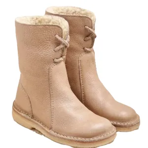 Bottes de neige mi-mollet chaudes pour l'hiver avec doublure en fausse fourrure beige