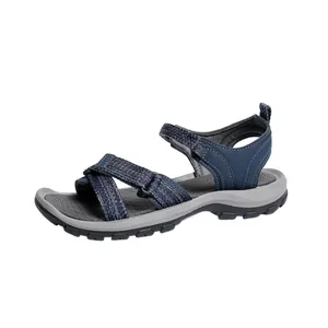 Sandalias deportivas para mujer con correas ajustables en azul marino vista lateral
