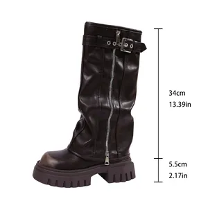 Detailansicht brauner Wasteland-Stiefel mit genauen Maßangaben für Schafthöhe und Sohle