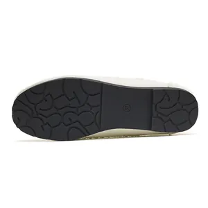 Detail view of the black non-slip rubber outsole for women's soft retro loafers shoes