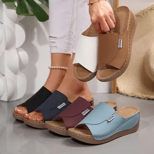 Comfortable summer platform wedge sandals for women featuring open toe beach style in multiple colors