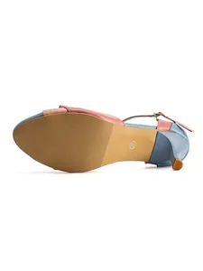 Detail showing the high-quality non-slip sole of the multi-colored high heel sandal