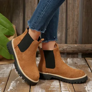 Stivali Chelsea Vintage in Finta Pelle Scamosciata per Uomo Donna Autunno Inverno Plateau Stivaletti Antiscivolo Casual Martin Boots