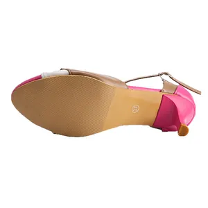 Fashionable color-block kitten heel sandals with non-slip sole and secure buckle strap