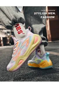 Close-up view of breathable mesh basketball shoes with stylish multi-color splice design