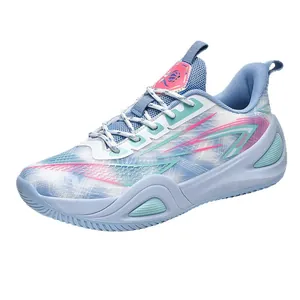Stylish iridescent low-top basketball shoes with breathable mesh for men and women