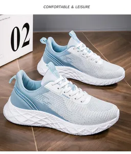 Detailed close-up of light blue flyknit running shoes with a breathable mesh upper
