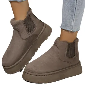 Damen Plateau-Schneestiefel mit Pelzfutter zum Reinschlüpfen für den Winter