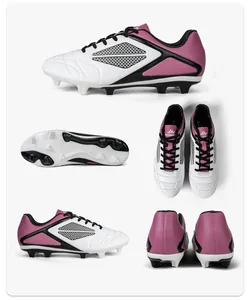 Pro soccer cleats with FG/HG spikes in white and pink for training and competition