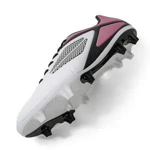 Professional soccer shoes with FG/HG studs for firm ground, white and black design.