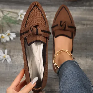 Chaussures Plates Bout Pointu Femmes Nœud Papillon Mesh Respirant Mocassins Décontracté Confortable Antidérapant Sans Fermeture Bureau