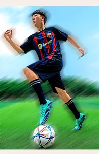 Chaussures de football professionnelles en tricot avec crampons AG en action sur le terrain