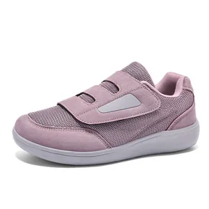 Breathable Flyknit Walking Shoes for Men Women Hook and Loop Casual Running Sneakers with Wide Toe Box Lightweight Comfortable Footwear
