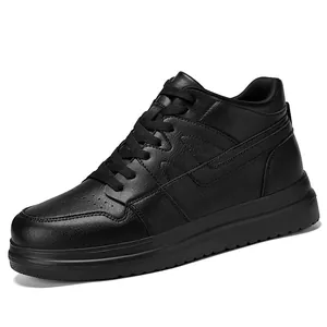 Unisex Microfiber Leather Thick Sole Invisible Height Increasing Board Shoes Casual Non-Slip Skateboard Sneakers 833-2