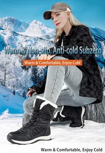 Warm high-top winter snow boots for women with fleece lining and waterproof material.