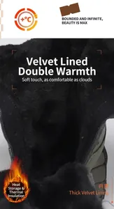 Close-up of the thick black plush lining inside winter snow boots for warmth