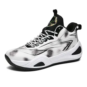 Stylish unisex mid-top basketball shoes with gradient grid pattern and anti-slip sole