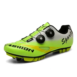 Scarpe da ciclismo MTB T70 professionali con doppie fibbie rotanti in verde fluo