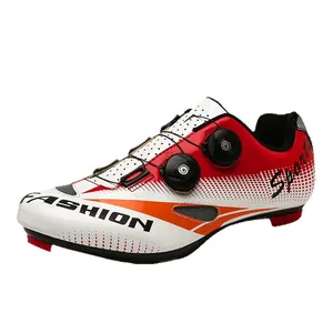 Scarpe da ciclismo professionali T70 con sistema a doppia fibbia rotante in rosso e bianco