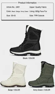 Detailed product info for women's high-top waterproof winter snow boots with warm lining