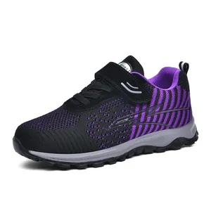 Flying Knit Walking Shoes For Seniors Men Women Breathable Mesh Lightweight Non Slip Low Top Running Sports Shoes Comfort Sneakers
