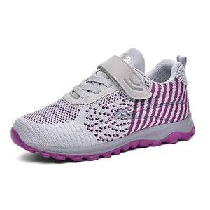 Lightweight breathable mesh walking shoes with Velcro strap for men and women