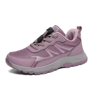 Comfortable unisex purple mesh walking shoes for outdoor sports and casual running