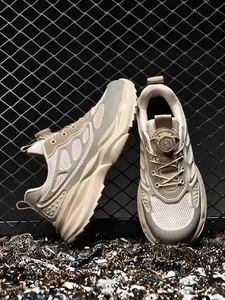 Zapatos de seguridad color caqui con puntera de acero y hebilla giratoria para trabajo