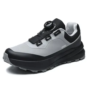 Zapatos de Senderismo al Aire Libre para Hombre Resistentes al Agua Botas de Montañismo Todoterreno Antideslizantes de TPU y Cuero Sneakers con Hebilla Giratoria