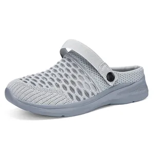 Breathable flyknit mesh garden clogs for women lightweight two-way summer sport sandals