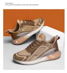 Detail view of stylish men's breathable mesh running shoes with popcorn cushion soles