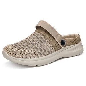 Breathable khaki mesh garden clogs for women with hollow design for summer comfort