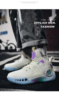 Gros plan de baskets de basket stylées avec mesh respirant et semelles EVA légères.