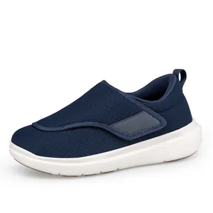 Scarpe da camminata larghe da uomo blu scuro senza lacci con tomaia in mesh traspirante