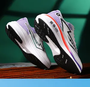 Detailed view of the breathable mesh running shoe with cushioning and non-slip sole
