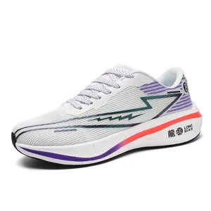 Lightweight breathable mesh running shoes with cushioned sole and purple accents
