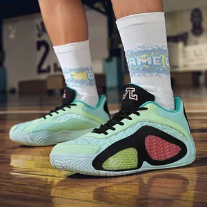 Low-top mint green basketball shoes with breathable mesh for professional training sessions