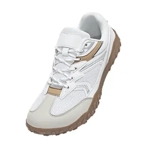 Zapatillas de senderismo de malla blanca transpirable con puntera ancha para hombre y mujer