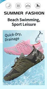 Breathable quick-dry water shoes for beach and swimming activities with drainage holes